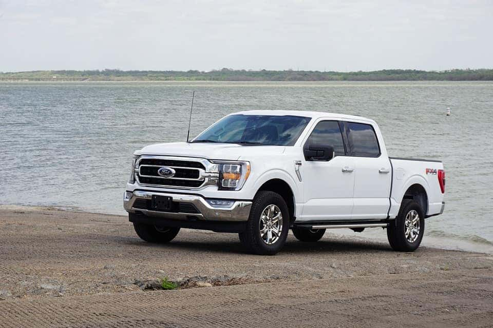 White Ford F-150 with white trim
